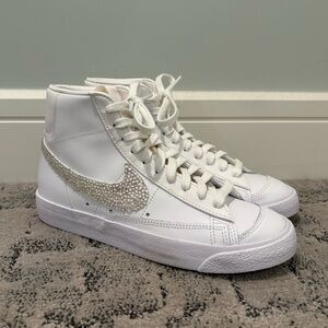 Nike White and Silver High-Top Sneakers